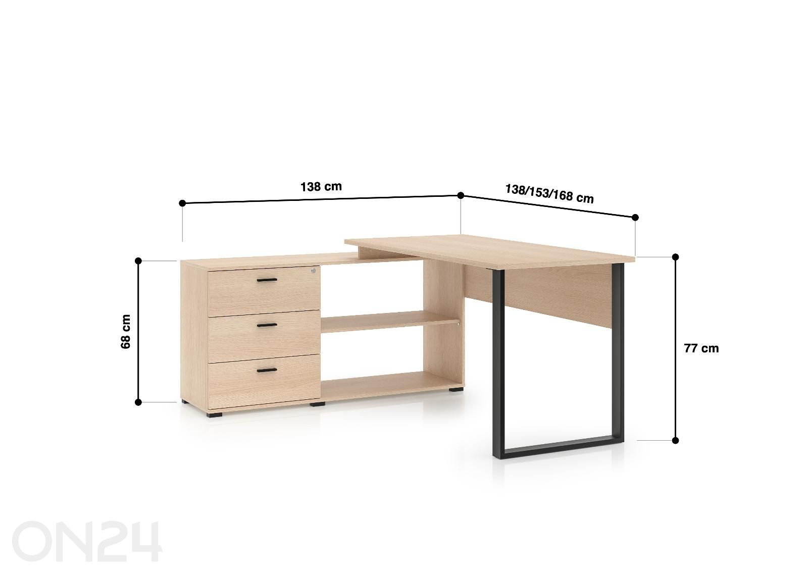 Kulmakirjoituspöytä Odelis kuvasuurennos mitat