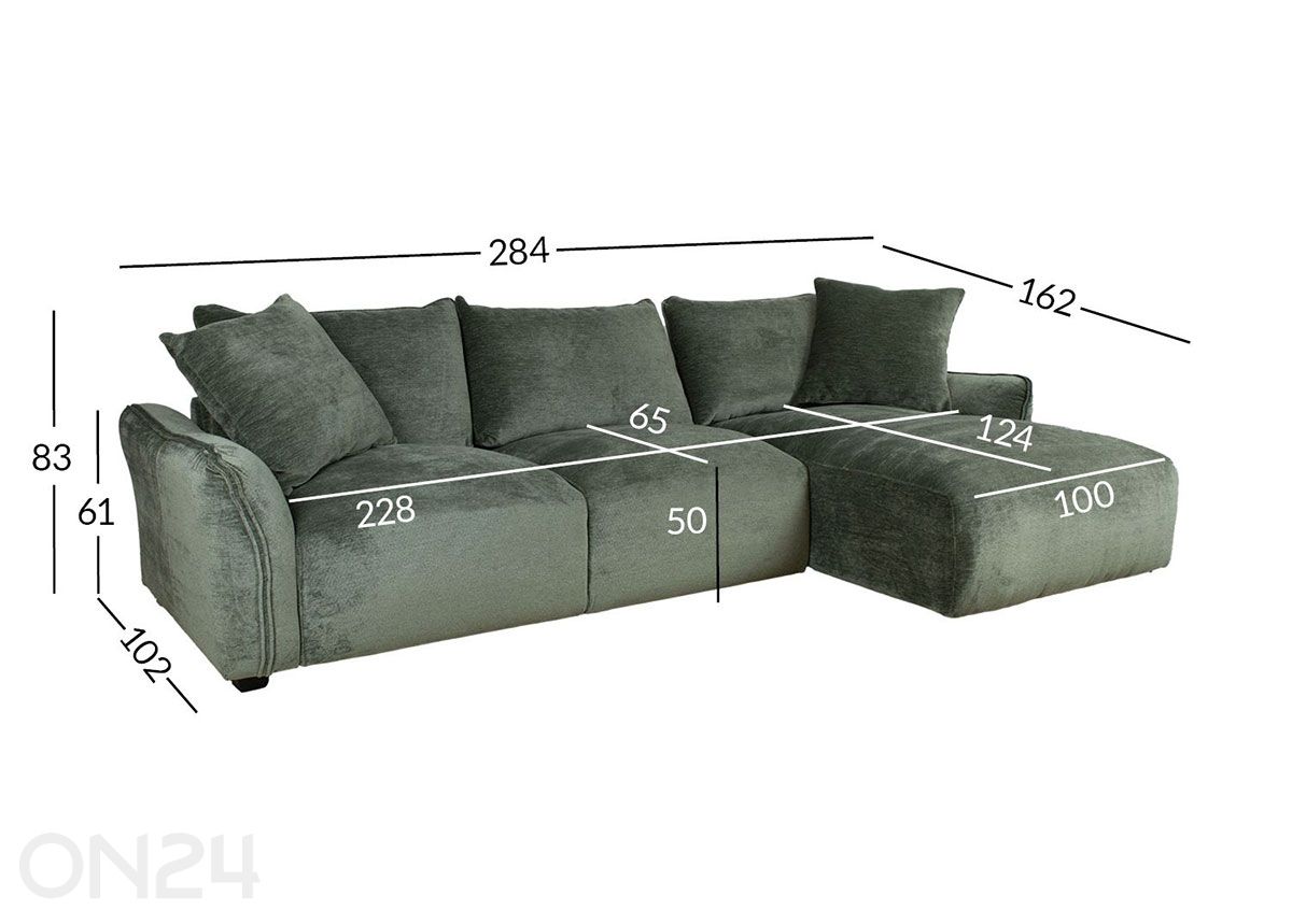 Kulmasohva Divi kuvasuurennos mitat