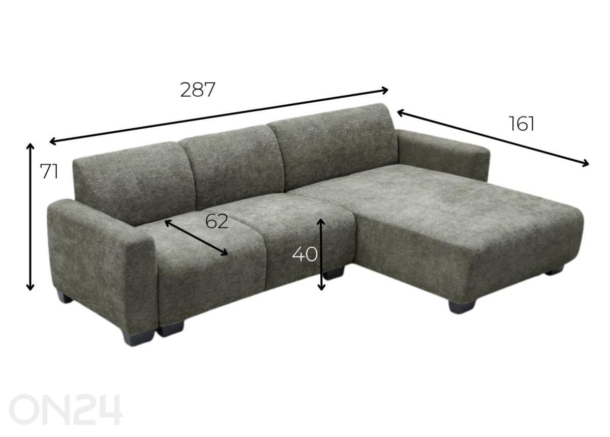 Kulmasohva Galera kuvasuurennos mitat