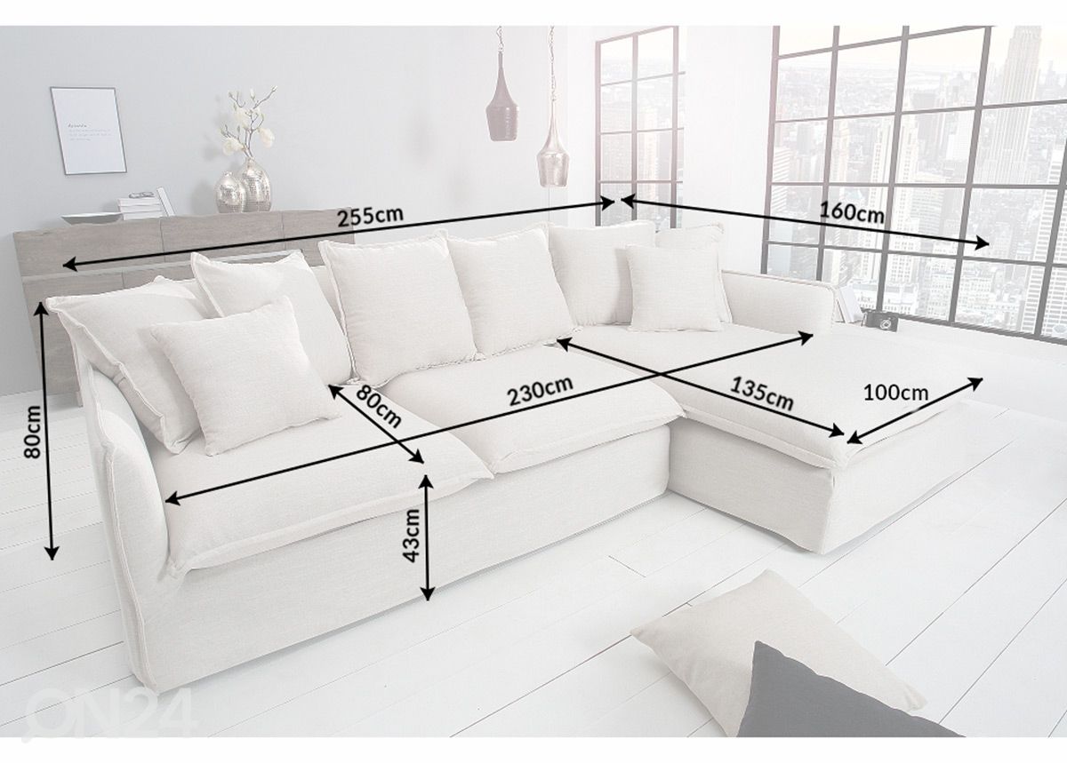 Kulmasohva Heaven 255 cm kuvasuurennos mitat