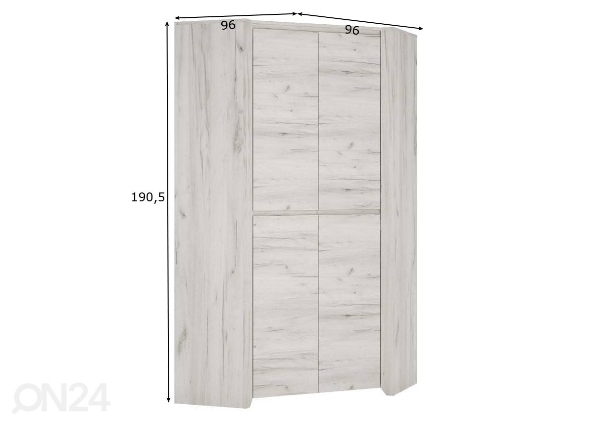 Kulmavaatekaappi Angel 96x96 cm kuvasuurennos mitat