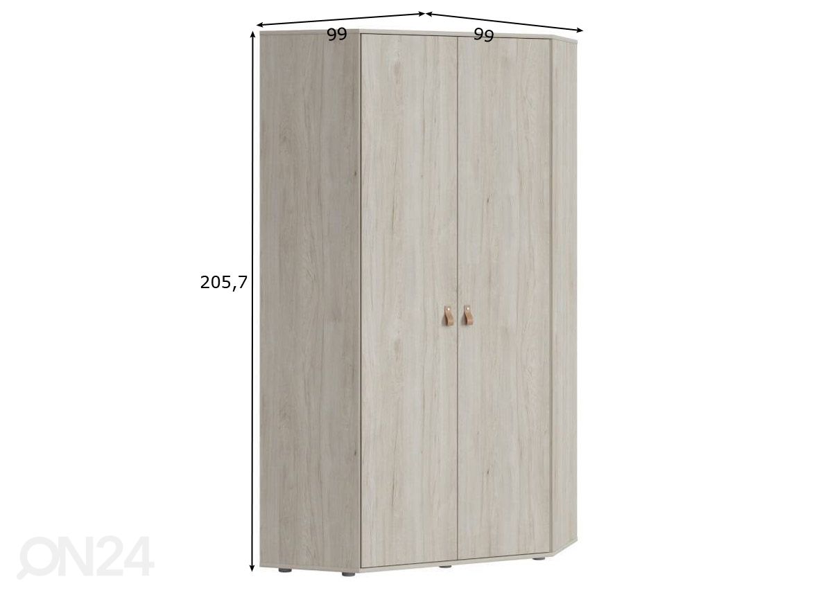 Kulmavaatekaappi Denim 99x99 cm kuvasuurennos mitat