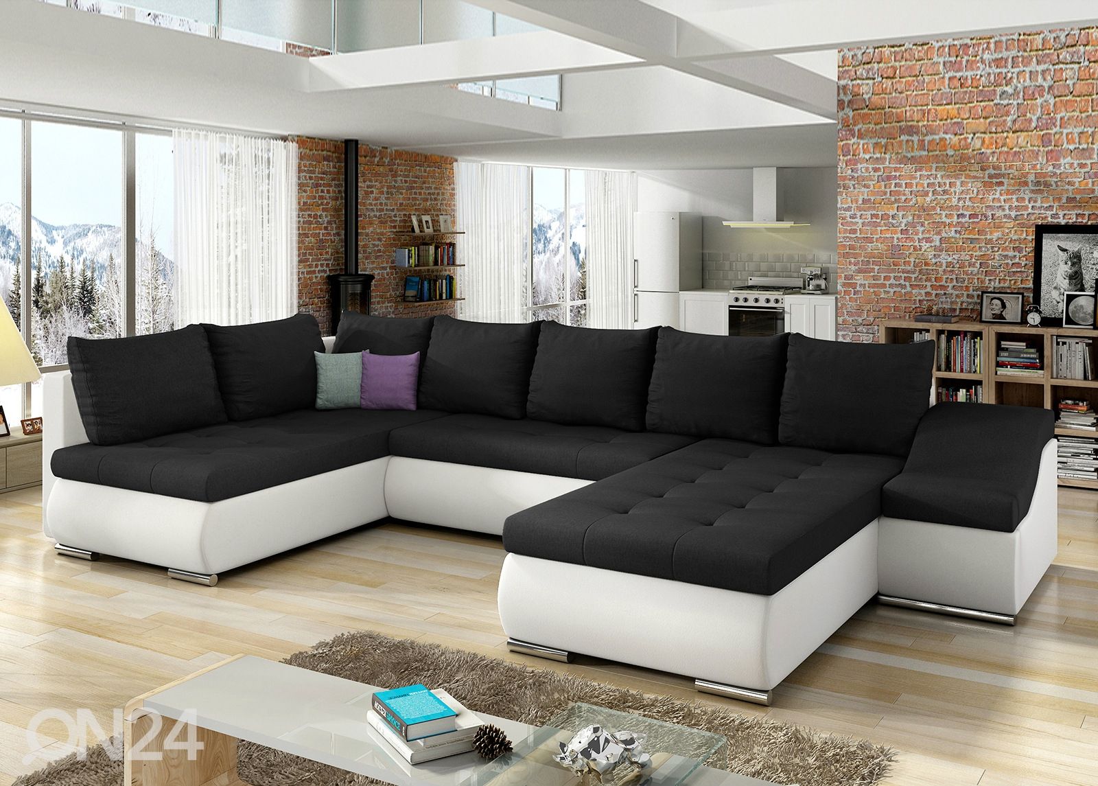 Kulmavuodesohva vuodevaatelaatikolla Giovanni kuvasuurennos