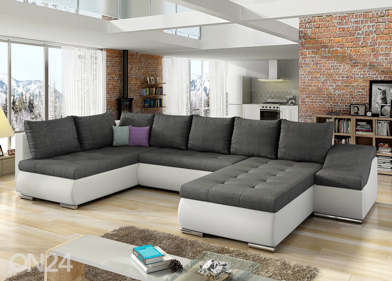 Kulmavuodesohva vuodevaatelaatikolla Giovanni kuvasuurennos