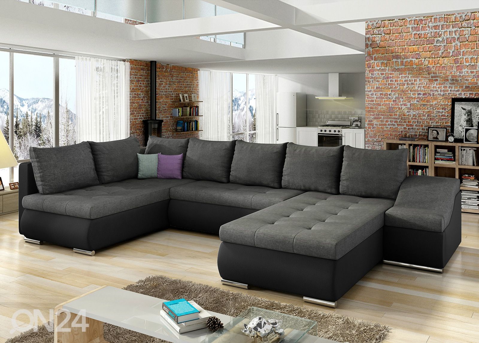 Kulmavuodesohva vuodevaatelaatikolla Giovanni kuvasuurennos