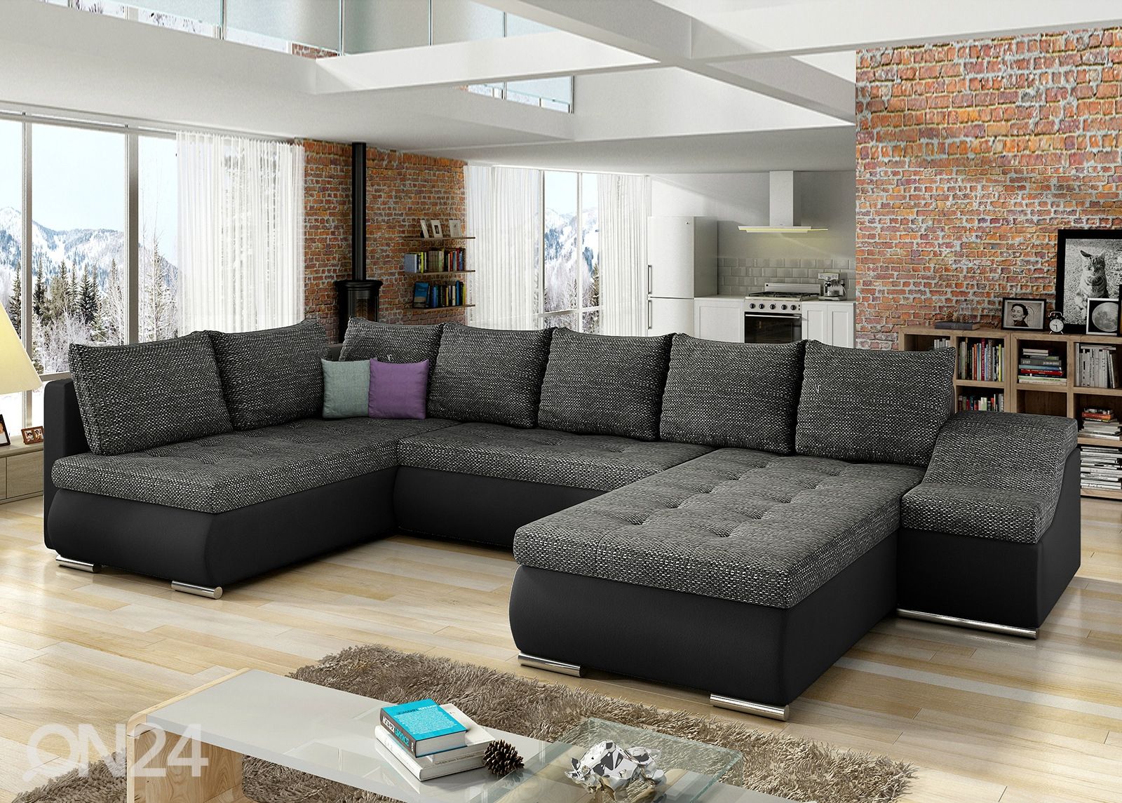 Kulmavuodesohva vuodevaatelaatikolla Giovanni kuvasuurennos