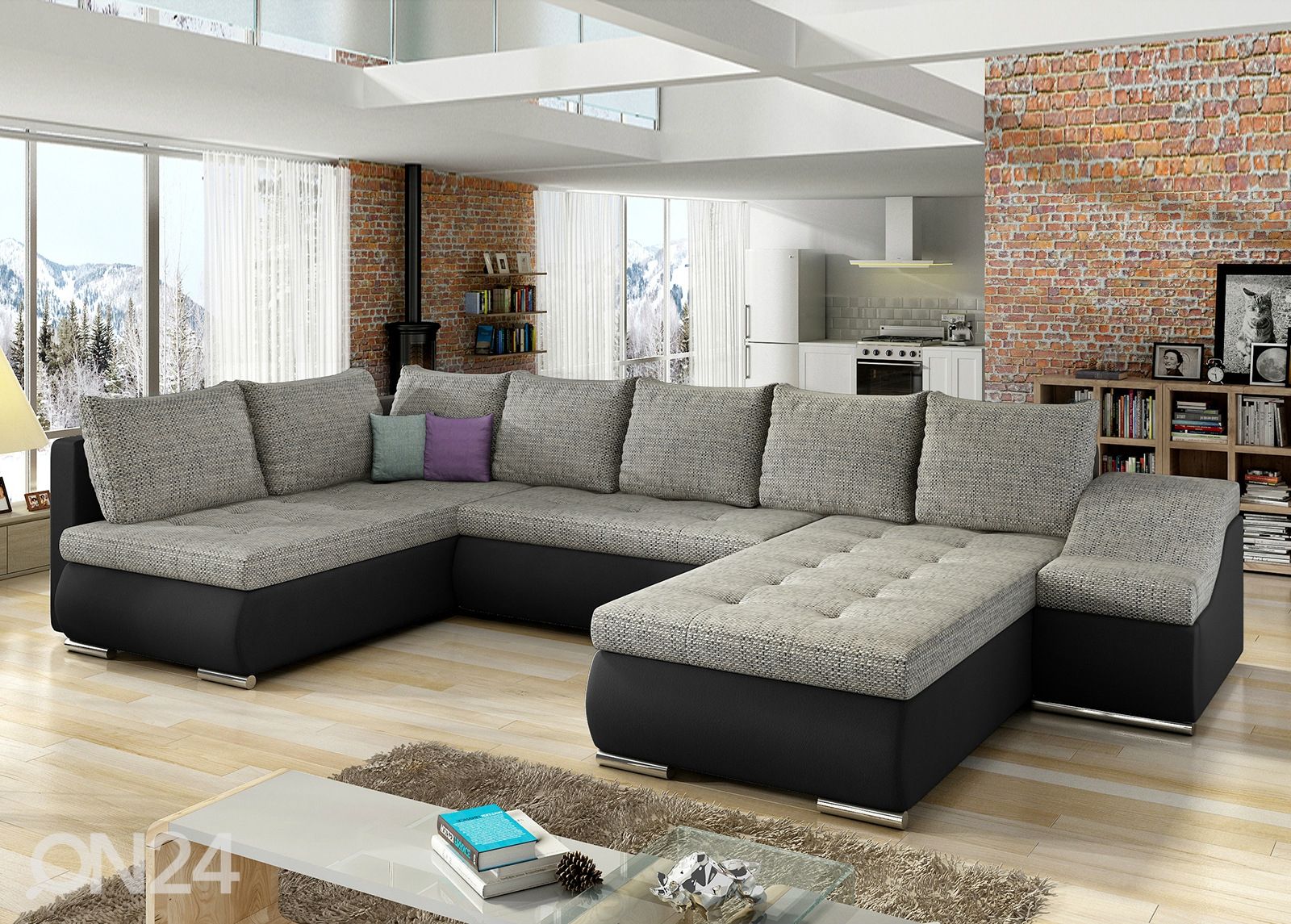 Kulmavuodesohva vuodevaatelaatikolla Giovanni kuvasuurennos