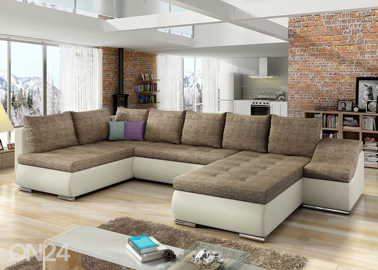 Kulmavuodesohva vuodevaatelaatikolla Giovanni kuvasuurennos