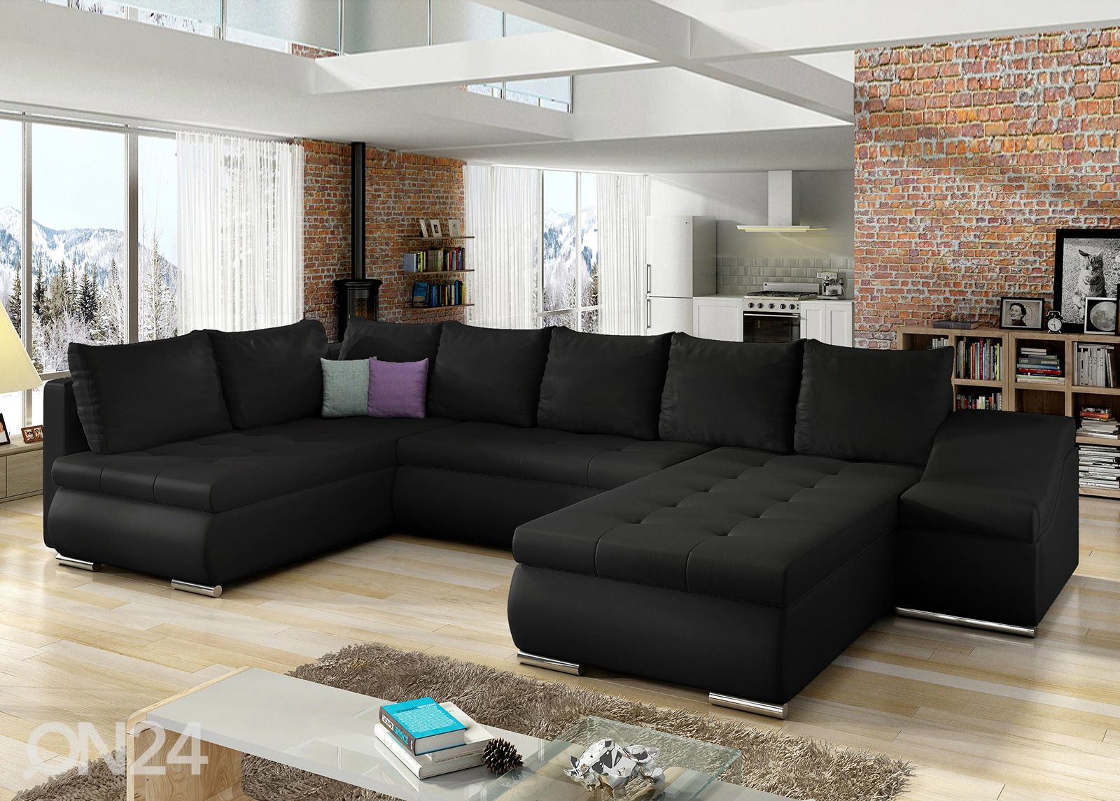 Kulmavuodesohva vuodevaatelaatikolla Giovanni kuvasuurennos