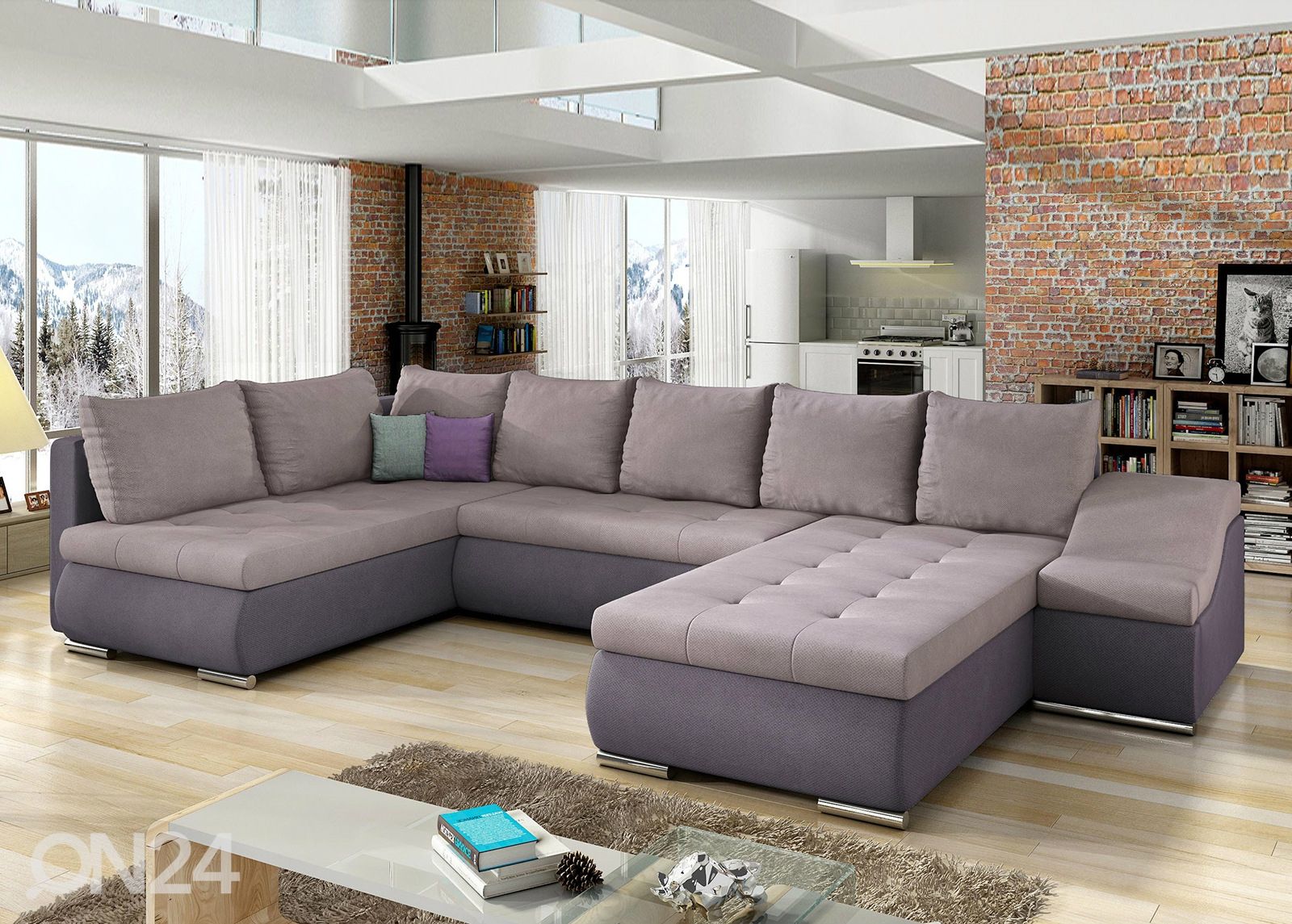 Kulmavuodesohva vuodevaatelaatikolla Giovanni kuvasuurennos