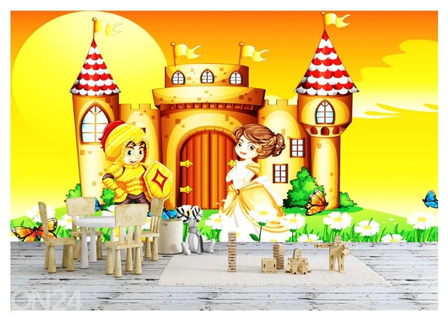 Kuvatapetti Princess and knight by the castle 400x260 cm kuvasuurennos