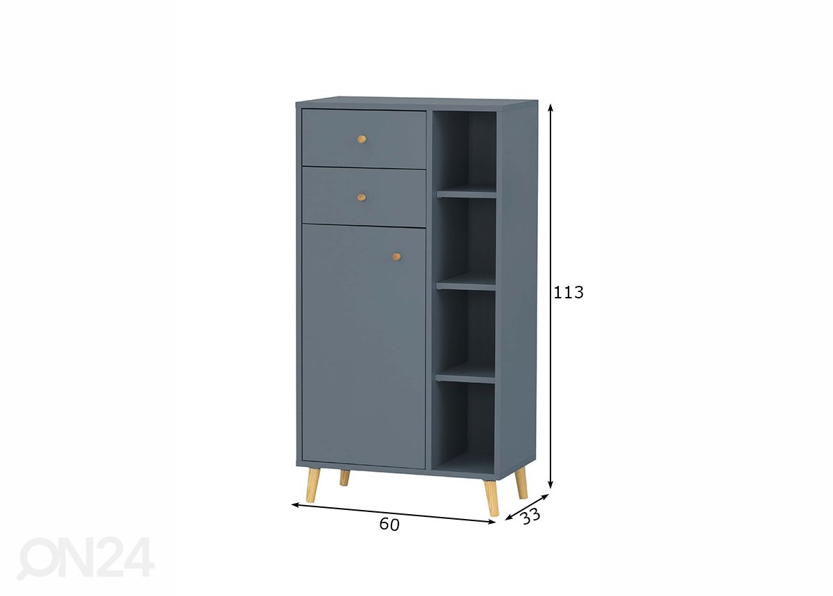 Kylpyhuoneen alakaappi Bjarne 60 cm kuvasuurennos mitat