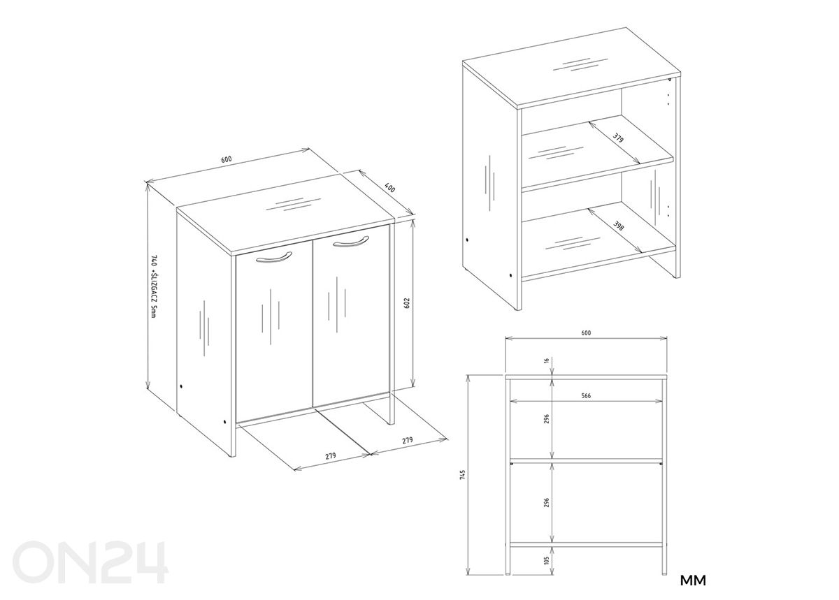 Kylpyhuoneen allaskaappi Nina kuvasuurennos mitat