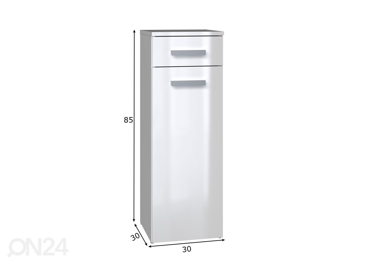 Kylpyhuoneen kaappi 30 cm kuvasuurennos mitat