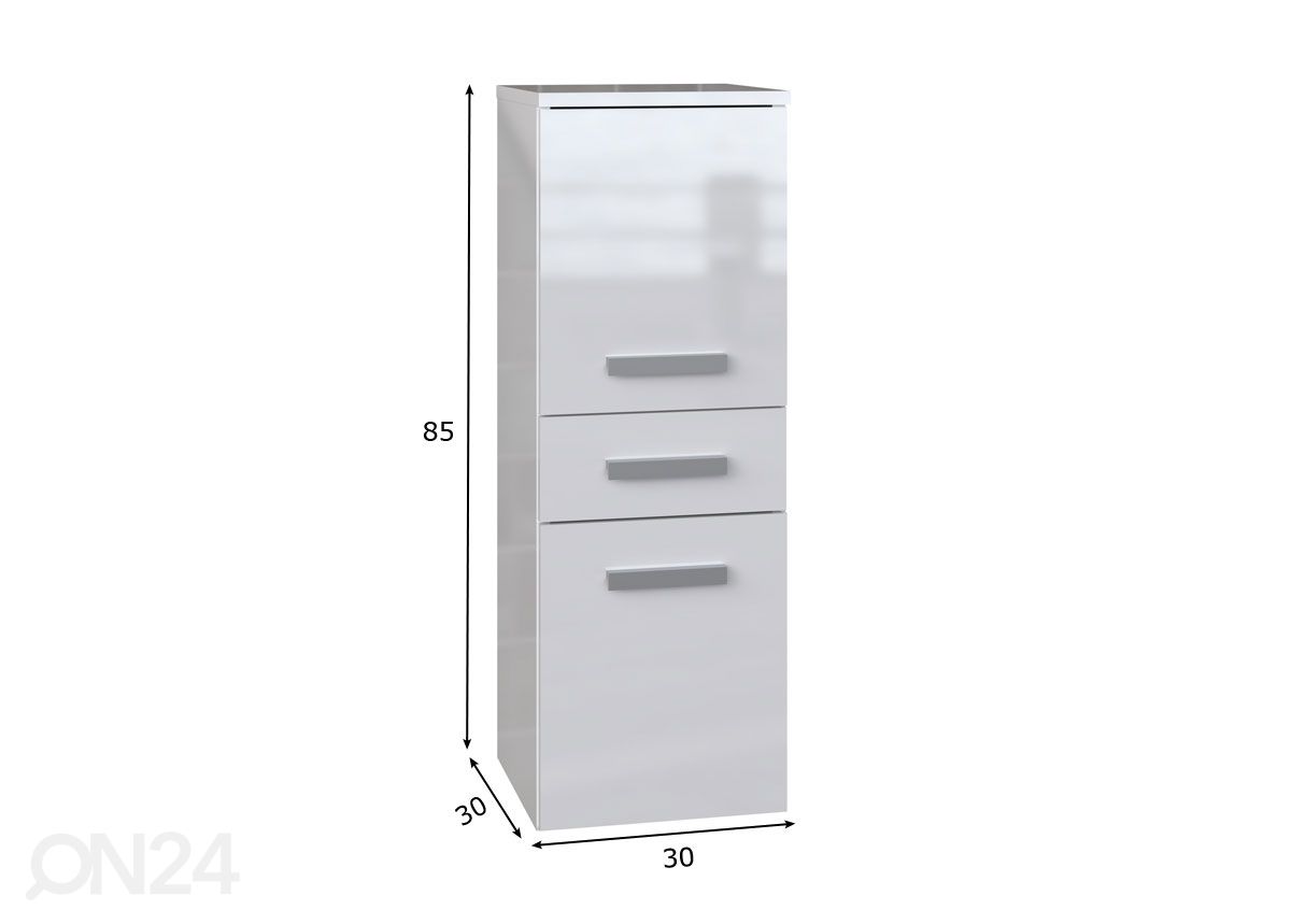 Kylpyhuoneen kaappi 30 cm kuvasuurennos mitat