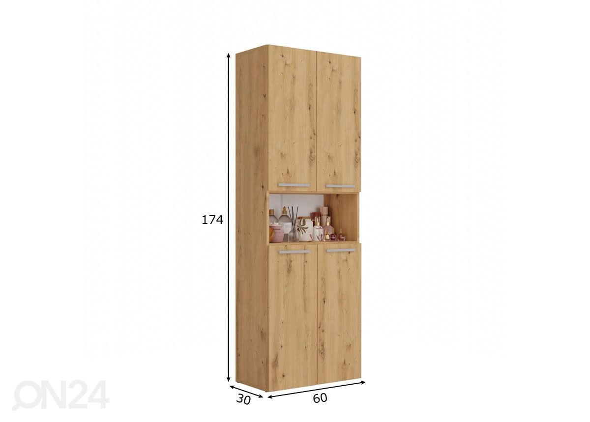 Kylpyhuoneen kaappi 60 cm kuvasuurennos mitat