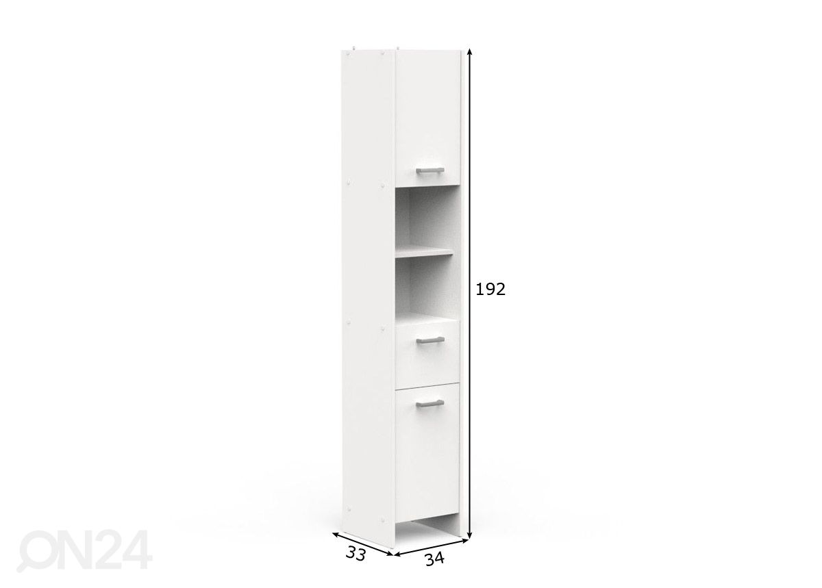 Kylpyhuoneen kaappi Coralie3 34 cm kuvasuurennos mitat