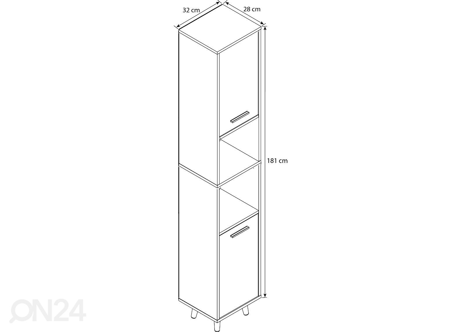 Kylpyhuoneen kaappi / hylly Landos 32 cm kuvasuurennos mitat