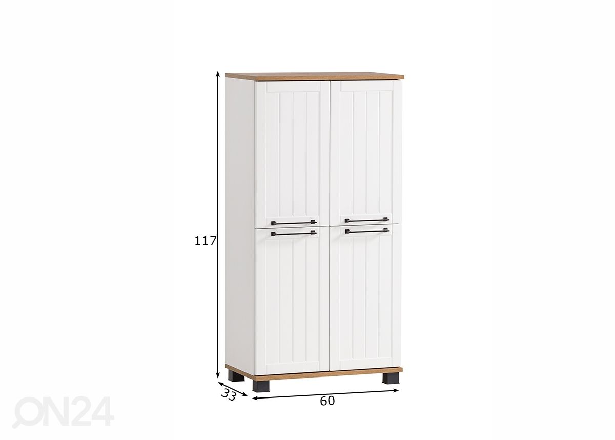 Kylpyhuoneen kaappi Jelda 60 cm kuvasuurennos mitat