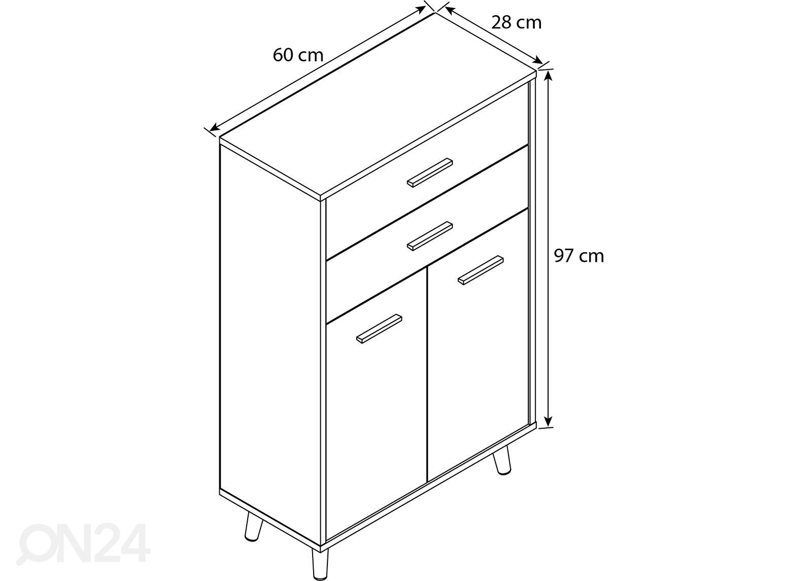 Kylpyhuoneen kaappi / lipasto Landos 60 cm kuvasuurennos mitat