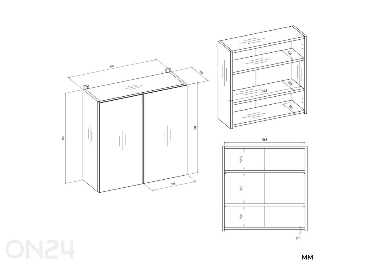Kylpyhuoneen kaappi peilillä kuvasuurennos mitat