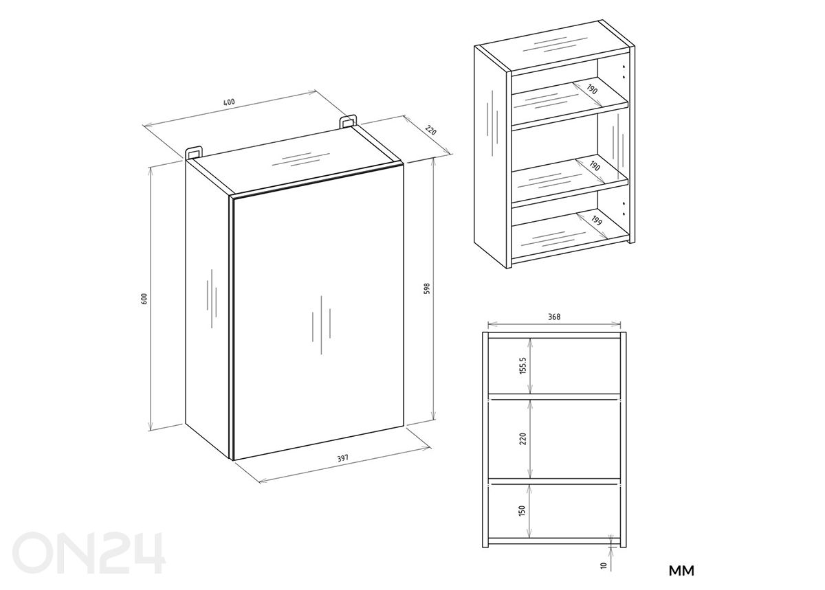 Kylpyhuoneen kaappi peilillä kuvasuurennos