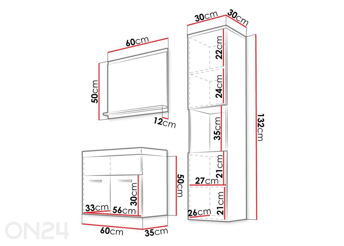 Kylpyhuoneen kokonaisuus Montreal kuvasuurennos mitat