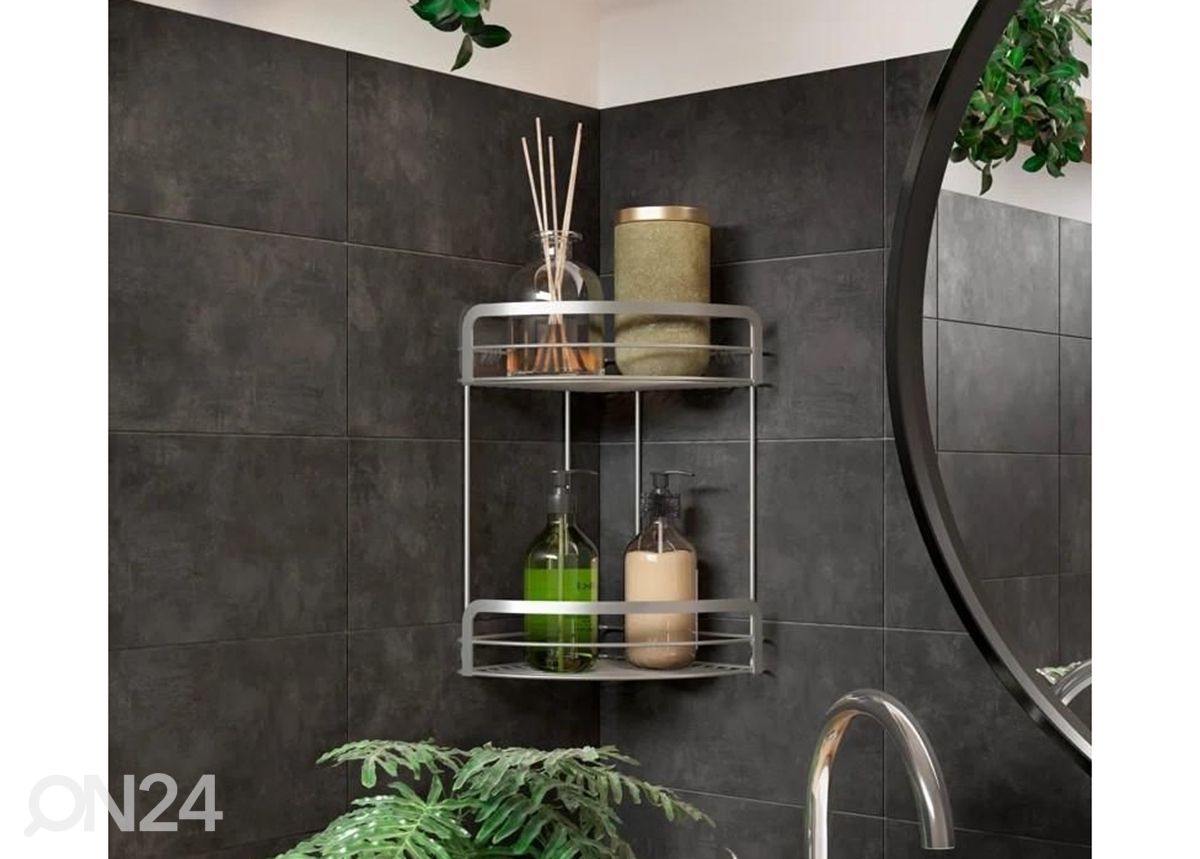 Kylpyhuoneen kulmahylly Origin Luxy Ufix 2x, 20x20x30 cm, kromi kuvasuurennos