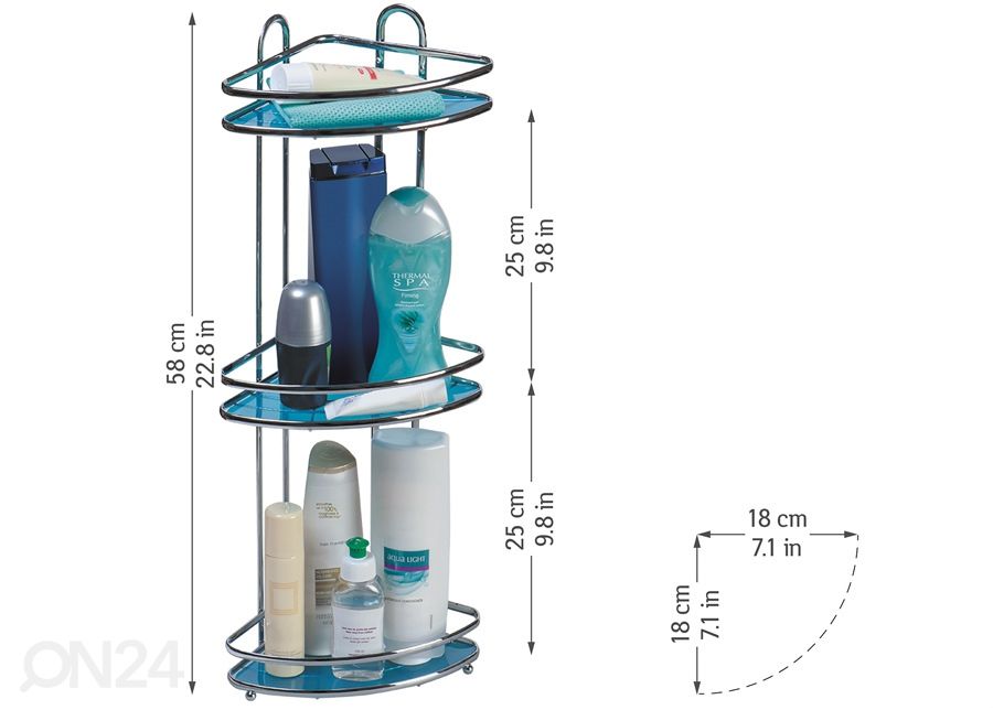 Kylpyhuoneen kulmahylly Tatkraft Kaiser Compact kuvasuurennos mitat