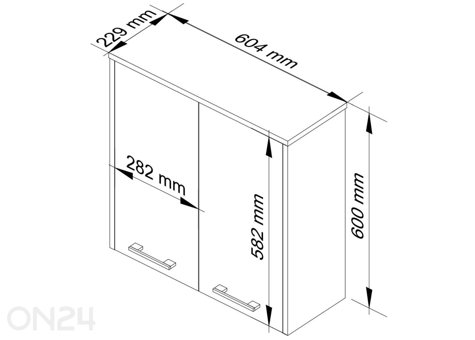 Kylpyhuoneen yläkaappi Fin kuvasuurennos mitat