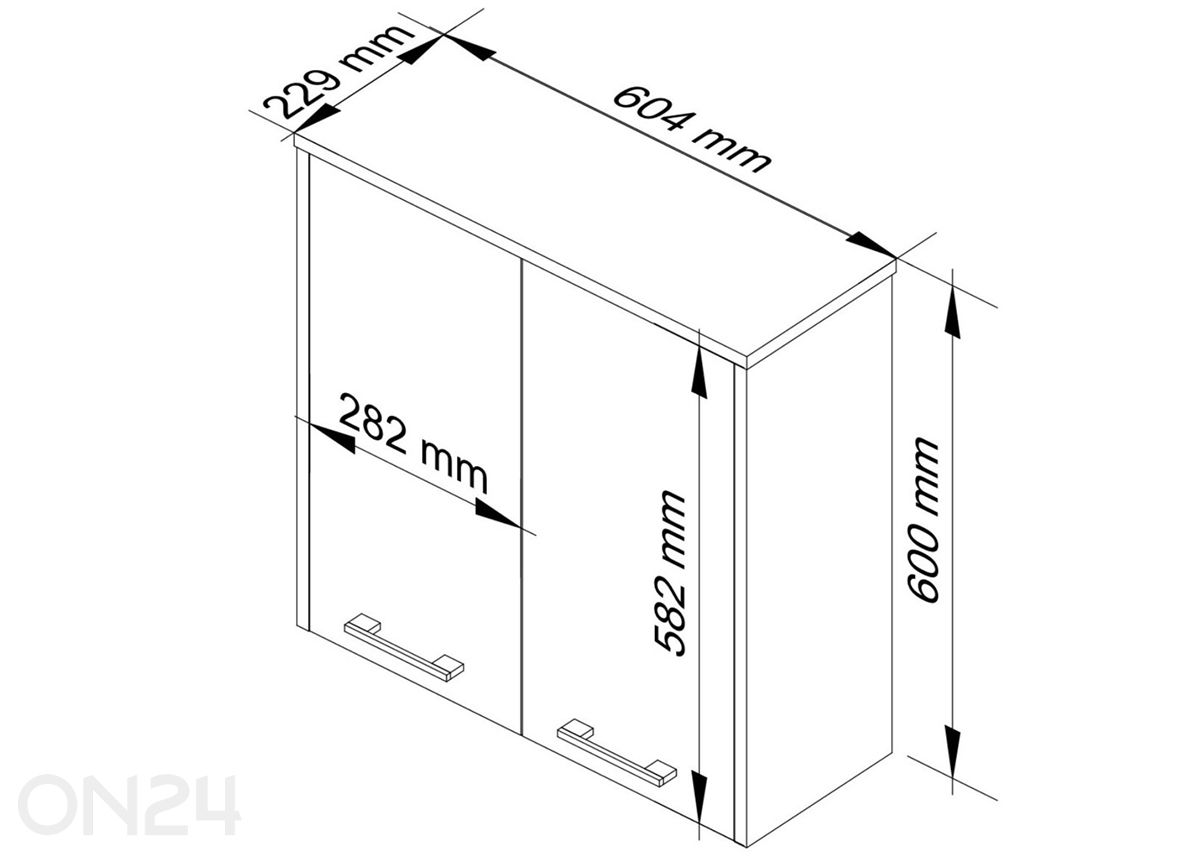 Kylpyhuoneen yläkaappi Fin kuvasuurennos mitat