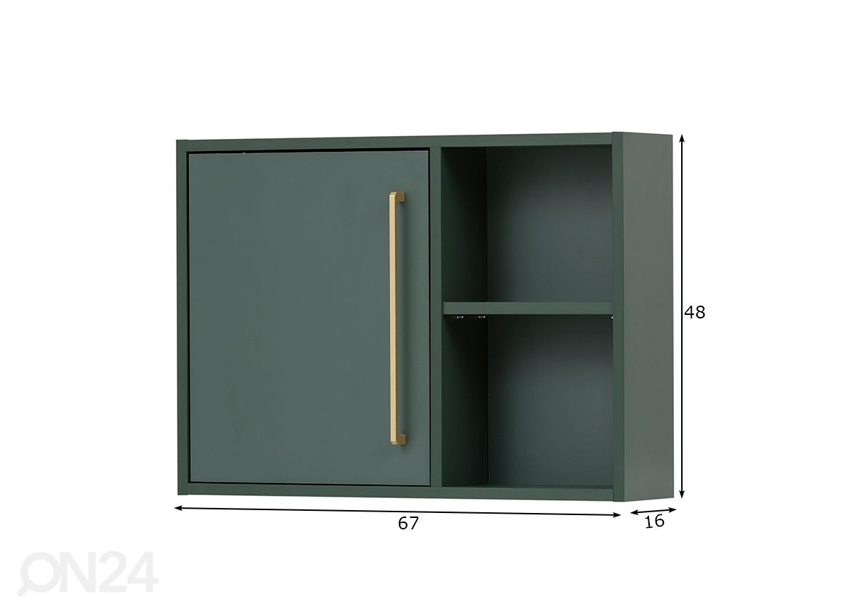 Kylpyhuoneen yläkaappi Kent 67 cm kuvasuurennos mitat