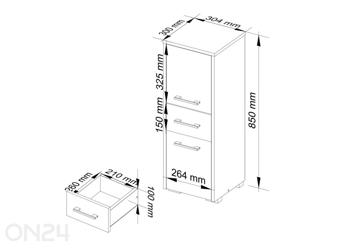 Kylpyhuonekaappi Fin I kuvasuurennos mitat