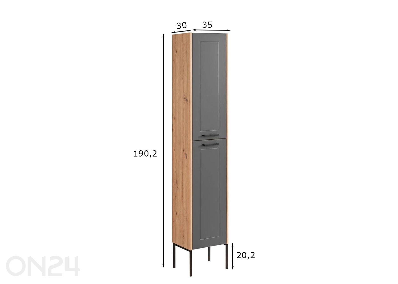 Kylpyhuonekaappi Sintra 170 cm kuvasuurennos mitat