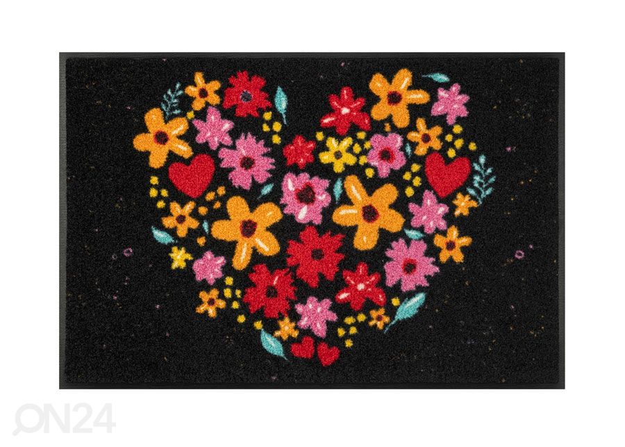 Kynnysmatto Flower Heart 50x75 cm kuvasuurennos