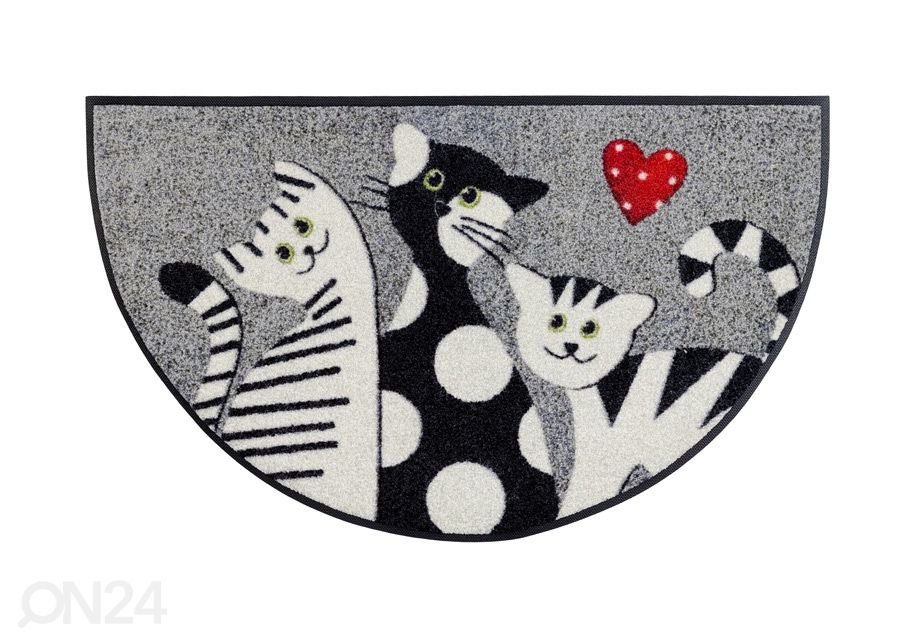 Kynnysmatto Round Cat Trio 50x85 cm kuvasuurennos
