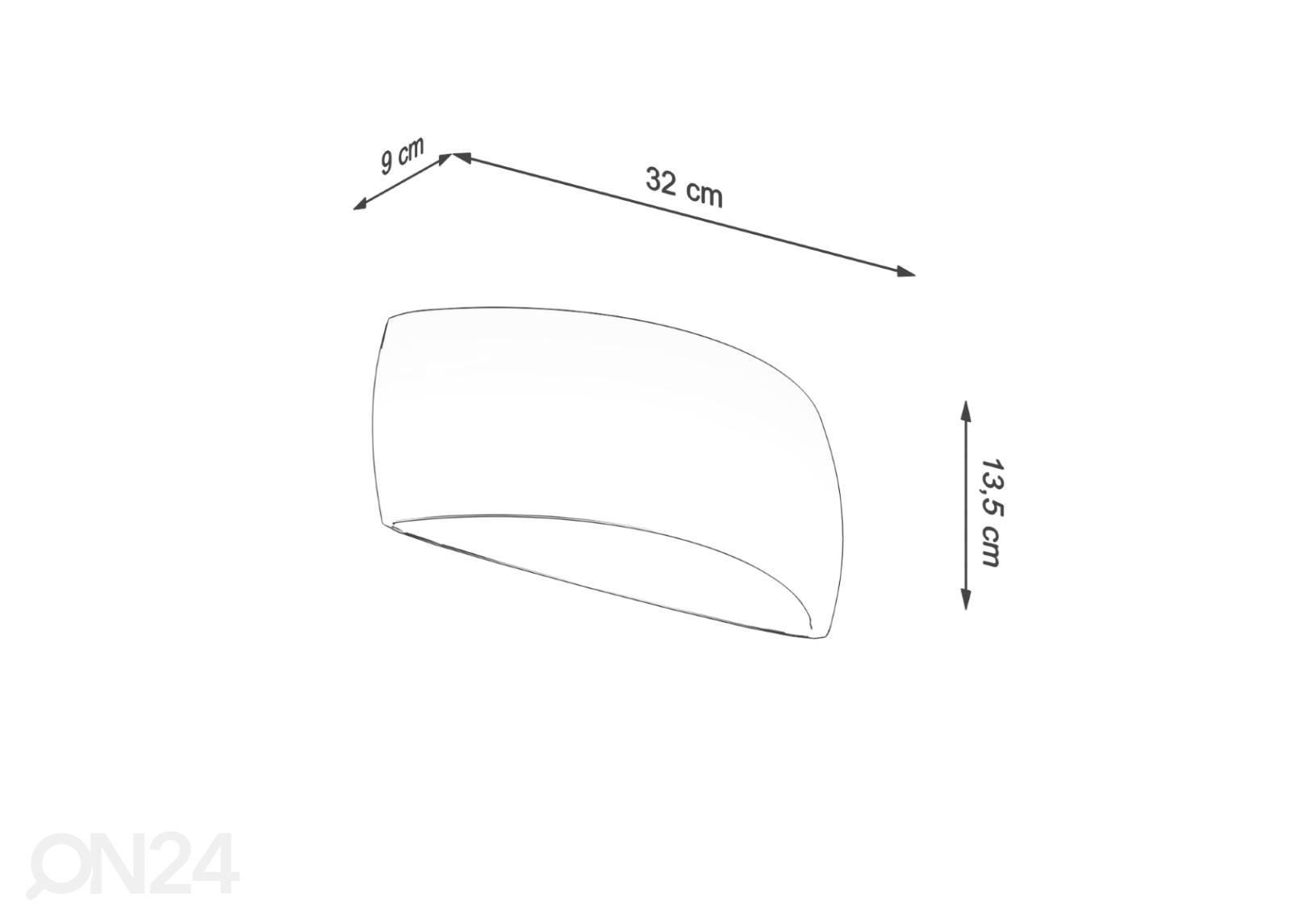 Lakattu seinävalaisin Pontius, kiiltävä valkoinen kuvasuurennos mitat
