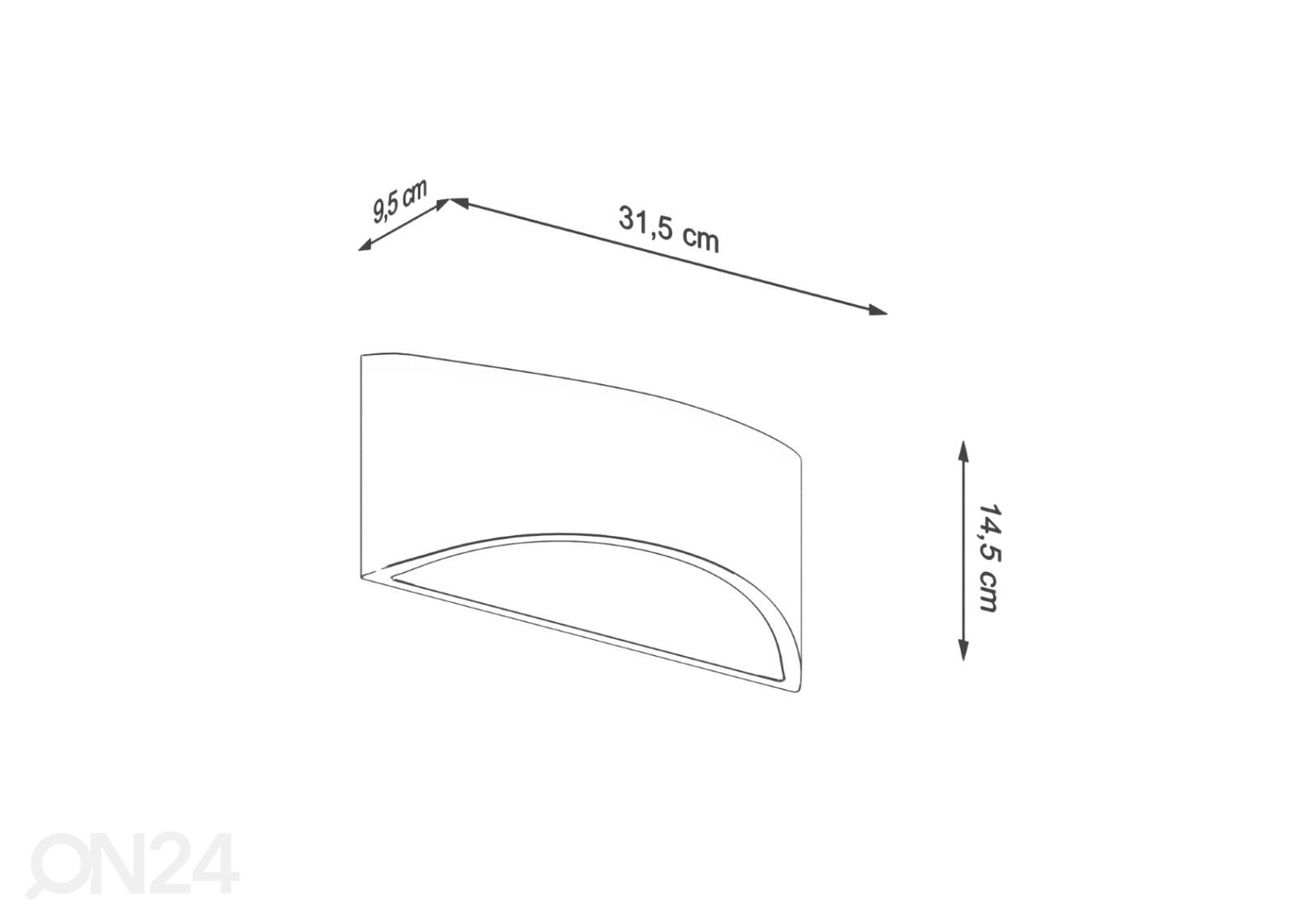 Lakattu seinävalaisin Vixen, kiiltävä valkoinen kuvasuurennos mitat