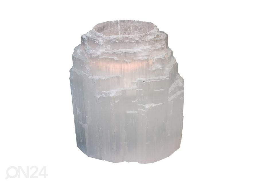 Lämpökynttilän seleniitti Iso alusta 0,6-0,7 kg 8x8 cm kuvasuurennos