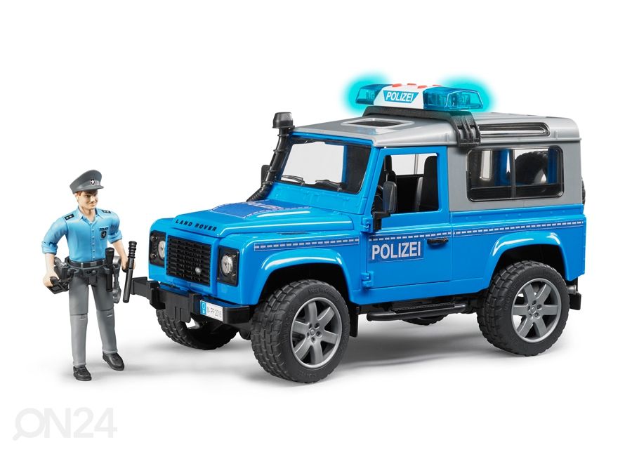 LAND ROVER DEFENDER poliisi, ääni ja äänellä 1:16 BRUDER kuvasuurennos