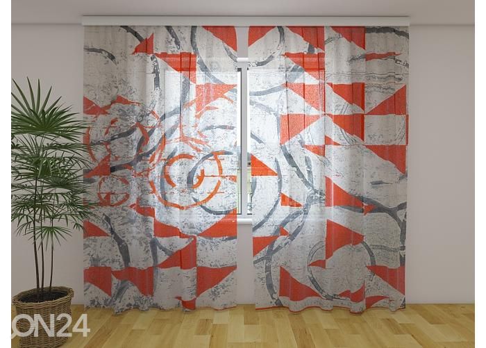 Läpinäkyvä kuvaverho Abstract Red and Black Geometric Shapes 240x220 cm kuvasuurennos