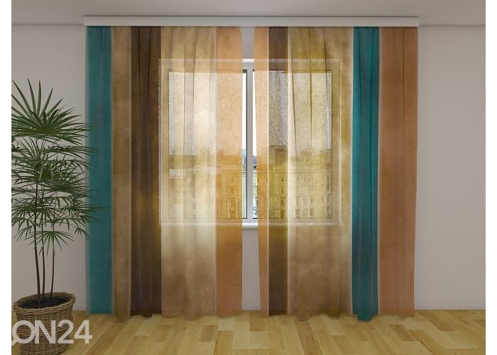 Läpinäkyvä kuvaverho Abstract Stripes in Pastel Colors 240x220 cm kuvasuurennos