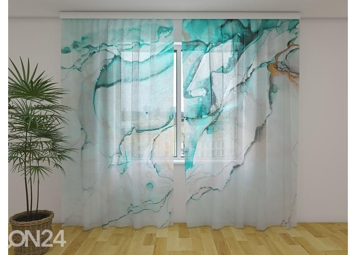 Läpinäkyvä kuvaverho Beautiful Abstraction of Green-Blue Color 240x220 cm kuvasuurennos