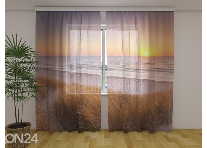 Läpinäkyvä kuvaverho Dunes and Beach at Sunset in The Netherlands 240x220 cm kuvasuurennos