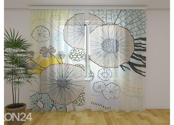 Läpinäkyvä kuvaverho Fabulous Abstract Flower 240x220 cm kuvasuurennos