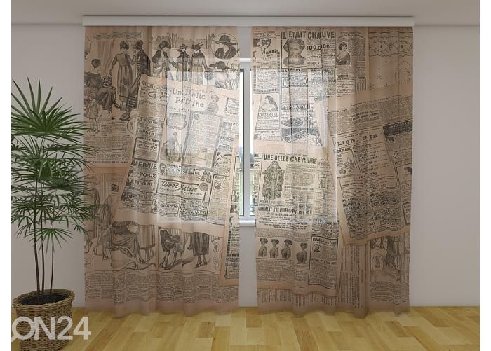 Läpinäkyvä kuvaverho Old Newspaper Pages 240x220 cm kuvasuurennos
