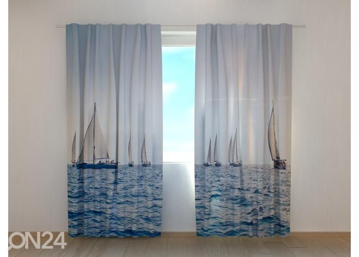 Läpinäkyvä kuvaverho Sea and Sailboats 240x220 cm kuvasuurennos