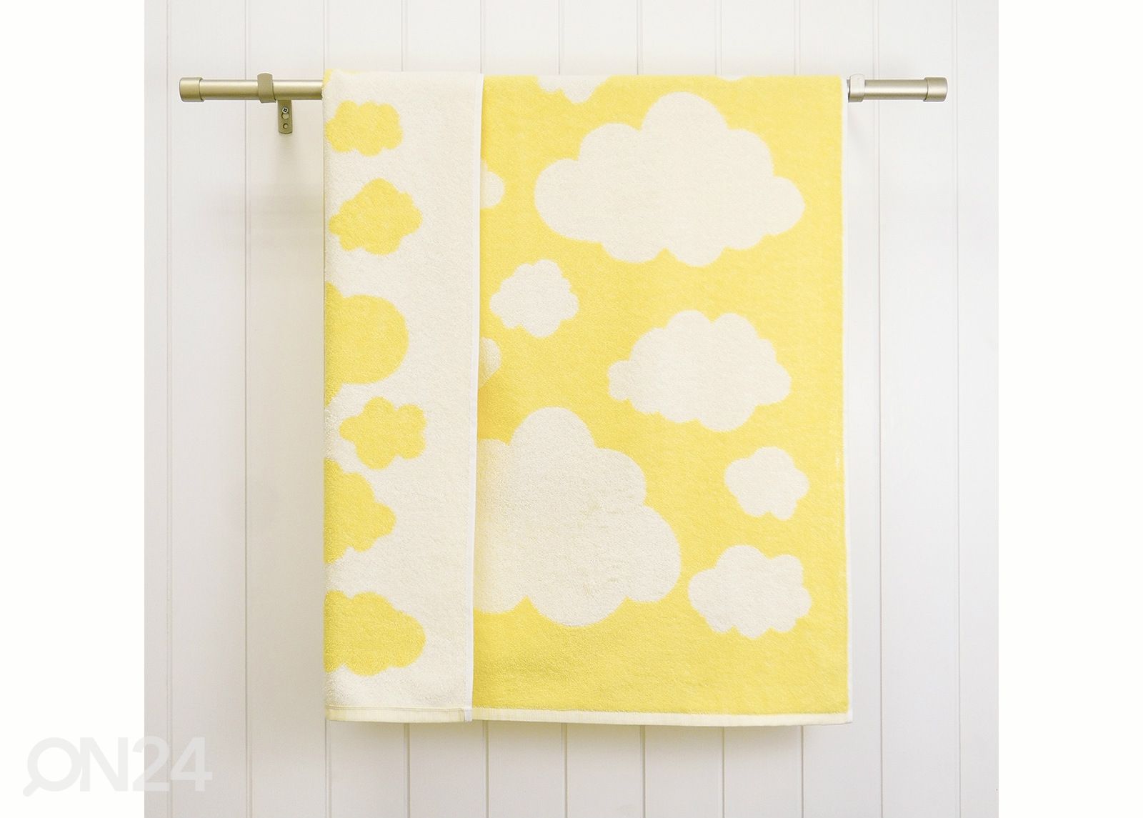 Lasten froteepyyhe Stars 70x120 cm, Clouds 70x120 cm, keltainen kuvasuurennos