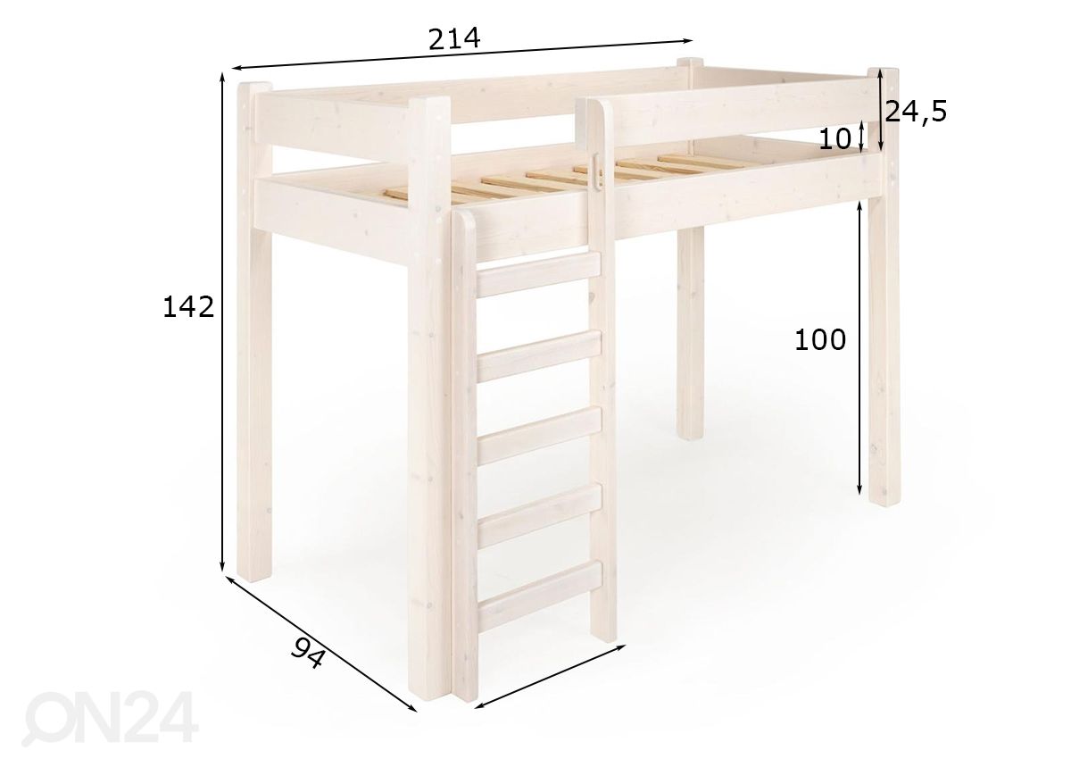 Lasten parvisänky tikkailla Geron 80x200 cm kuvasuurennos mitat