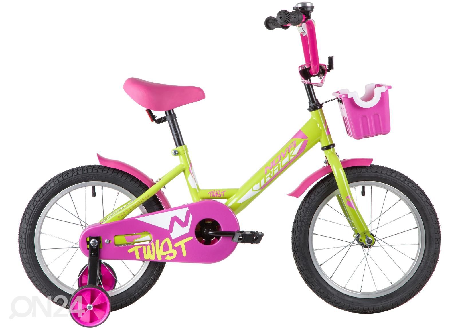 Lasten polkupyörä 16" TWIST Novatrack vihreä/pinkki kuvasuurennos